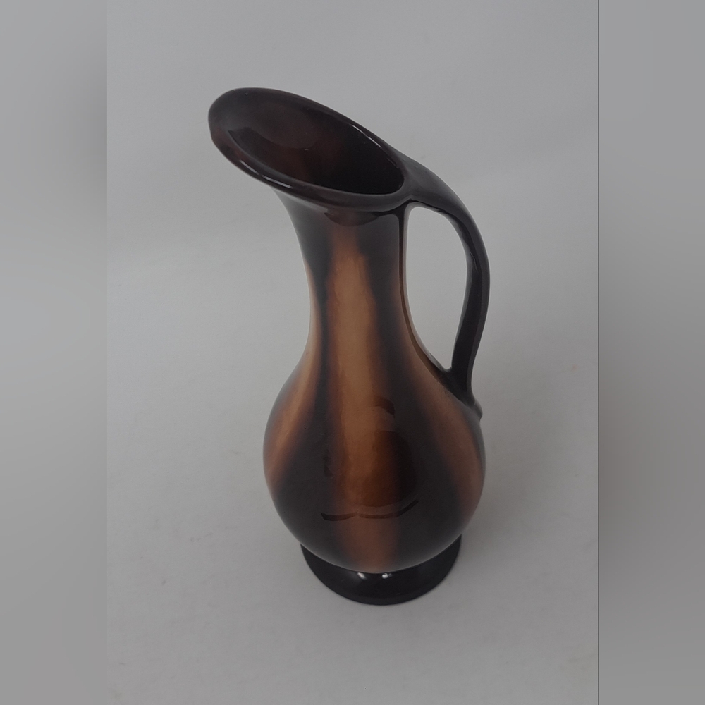 Huronia Pottery Bud Vase Pitcher Glaze Brown & Caramel Native Indian Canada 9" - Picture 3 of 11